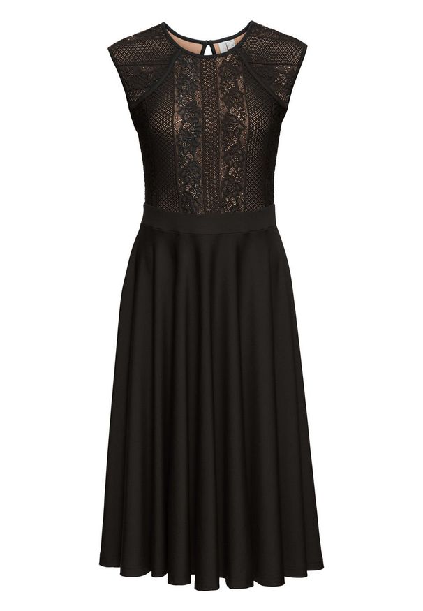 Sukienka z koronką bonprix czarny. Kolor: czarny. Materiał: koronka. Wzór: koronka