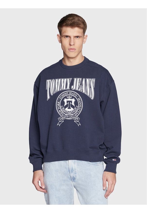 Tommy Jeans Bluza Comfort DM0DM15709 Granatowy Regular Fit. Kolor: niebieski. Materiał: bawełna