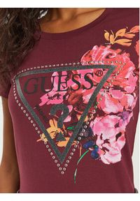 Guess T-Shirt W4BI23 J1314 Bordowy Slim Fit. Kolor: czerwony. Materiał: bawełna