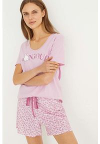Women Secret - women'secret piżama RIVIERA damska kolor fioletowy bawełniana. Kolor: fioletowy. Materiał: bawełna. Długość: krótkie. Wzór: nadruk
