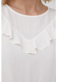 Pennyblack bluzka z domieszką jedwabiu damska kolor biały gładka. Okazja: na co dzień. Kolor: biały. Materiał: jedwab. Długość rękawa: krótki rękaw. Długość: krótkie. Wzór: gładki. Styl: casual #5