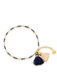 MOKOBELLE - Bransoletka z szafirów i masy perłowej z dwoma chwostami. Materiał: złote, pozłacane. Kolor: złoty. Kamień szlachetny: szafir #1