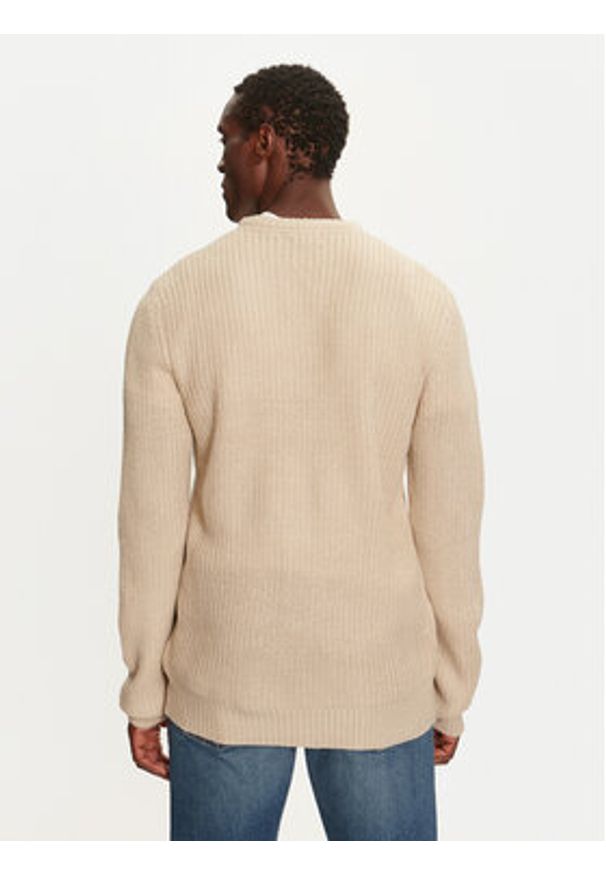 Brave Soul Sweter MK-230BINARY3 Beżowy Regular Fit. Kolor: beżowy. Materiał: syntetyk