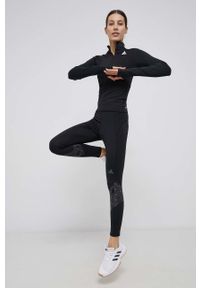 adidas Performance legginsy do biegania OWN THE RUN RADICALLY REFLECTIVE damskie kolor czarny wzorzyste. Stan: podwyższony. Kolor: czarny. Materiał: skóra, dzianina, materiał. Wzór: nadruk. Sport: bieganie
