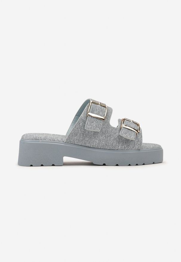 Born2be - Niebieskie Klapki na Grubej Podeszwie ze Sprzączkami Luminelle. Okazja: na co dzień. Kolor: niebieski. Styl: wakacyjny, casual