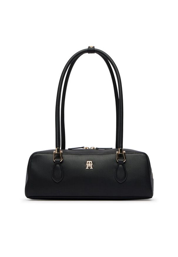 TOMMY HILFIGER - Tommy Hilfiger Torebka Th Grace Shoulder Bag AW0AW18748 Czarny. Kolor: czarny. Materiał: skórzane