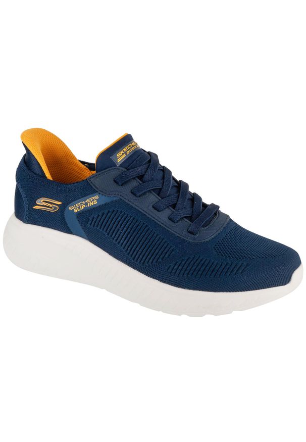 skechers - Buty sportowe Sneakersy męskie, Slip-Ins: BOBS Squad Chaos - Solid Step,slip-ins. Kolor: niebieski. Sport: turystyka piesza