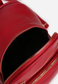 Renee - Czerwony Plecak Ozdobiony Suwakami z Odpinanymi Paskami z Regulacją Nelmira. Kolor: czerwony. Materiał: jeans. Wzór: aplikacja. Styl: wizytowy, elegancki, casual