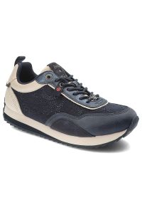 Granatowe Sneakersy Anekke Stylowe Obuwie Damskie. Okazja: na co dzień. Kolor: niebieski. Materiał: jeans, tkanina, zamsz