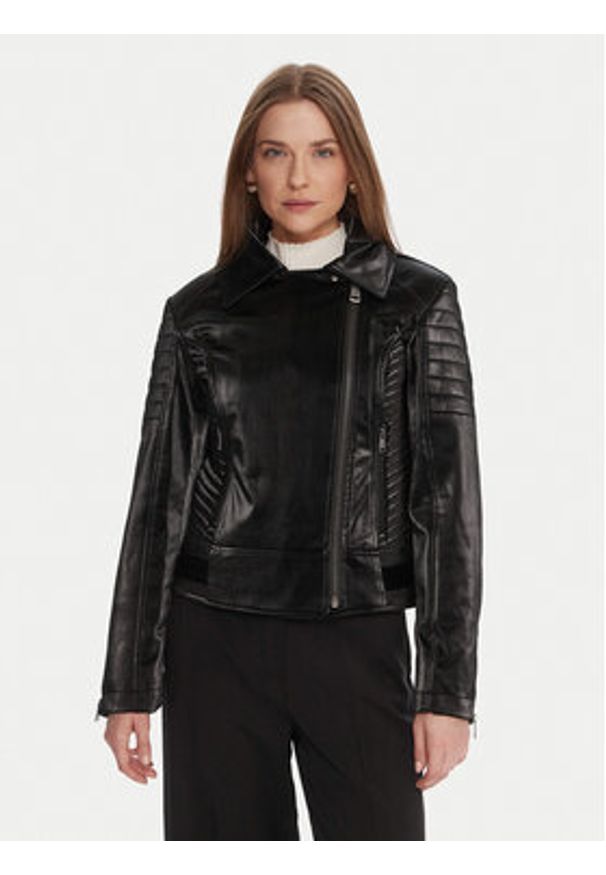 Guess Ramoneska W5BL35 W2820 Czarny Regular Fit. Kolor: czarny. Materiał: syntetyk