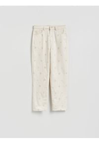 Reserved - Jeansy mom z haftem - złamana biel. Wzór: haft #1