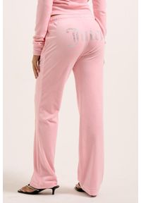 Juicy Couture - JUICY COUTURE Różowe damskie spodnie dresowe Tina Trackpants. Kolor: różowy. Materiał: dresówka