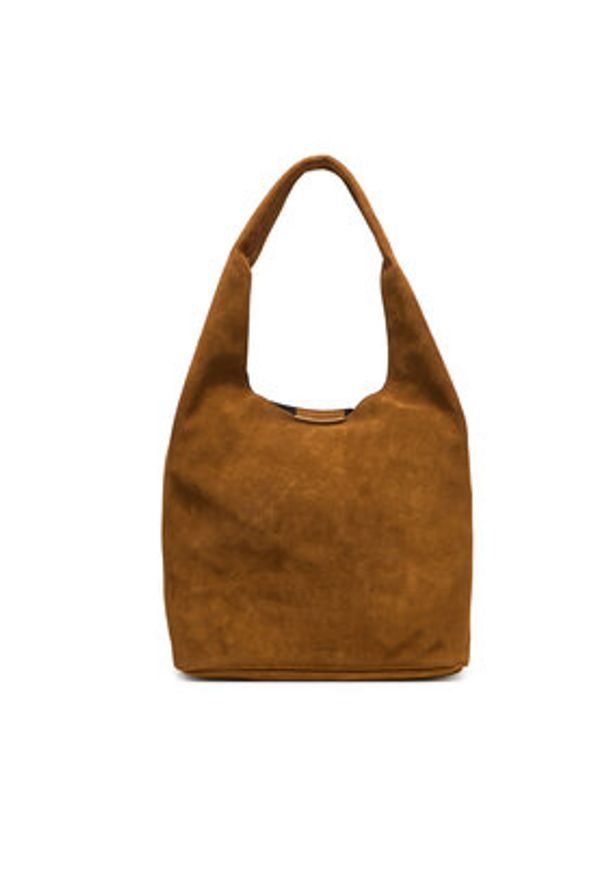 Calvin Klein Torebka Slouchy Suede Leather Medium Bag LV04F3597G Brązowy. Kolor: brązowy. Materiał: zamszowe, skórzane