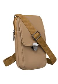 ROVICKY - Mini torebka damska Rovicky DHN-201-CLB khaki. Kolor: brązowy. Materiał: skórzane. Rodzaj torebki: na ramię