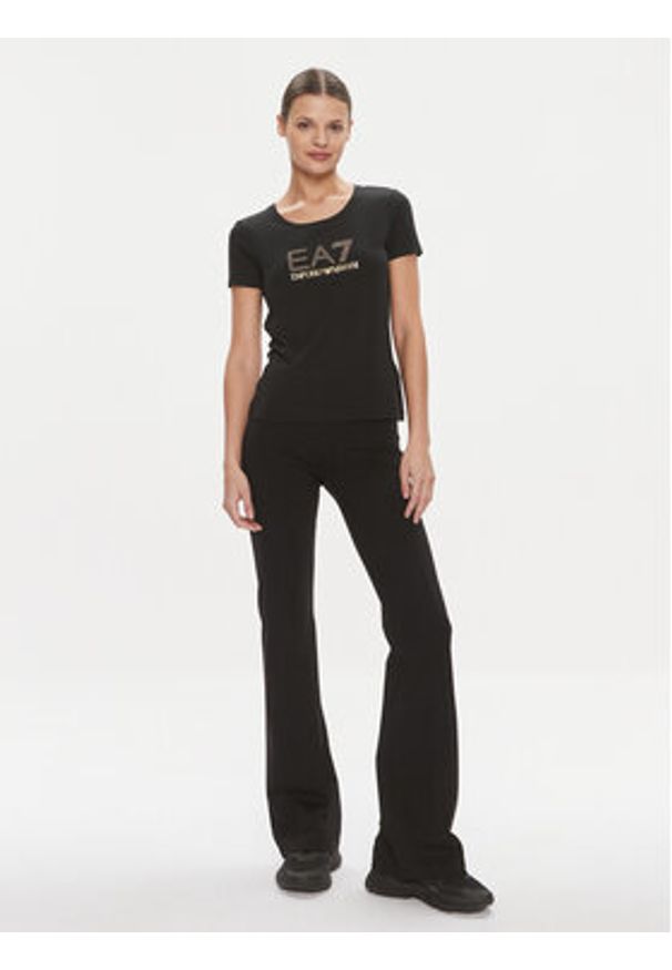 EA7 Emporio Armani T-Shirt 8NTT67 TJDQZ 1200 Czarny Skinny Fit. Kolor: czarny. Materiał: bawełna