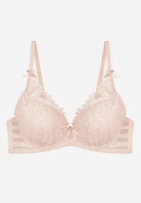 Born2be - Jasnoróżowy Koronkowy Biustonosz z Ozdobnymi Kokardkami na Ramiączkach Aeleolopei. Kolor: różowy. Materiał: koronka. Wzór: koronka, aplikacja #3