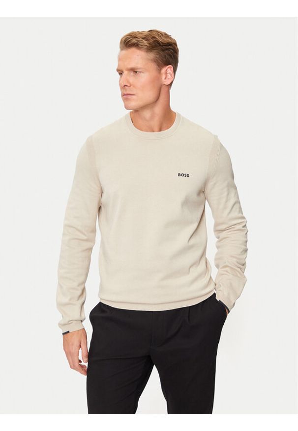 BOSS - Boss Sweter Ever-X_Cn 50498539 Beżowy Regular Fit. Kolor: beżowy. Materiał: bawełna