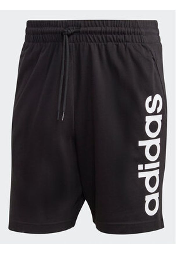 Adidas - adidas Szorty sportowe AEROREADY Essentials Single Jersey Linear Logo Shorts IC0062 Czarny Regular Fit. Kolor: czarny. Materiał: bawełna. Styl: sportowy