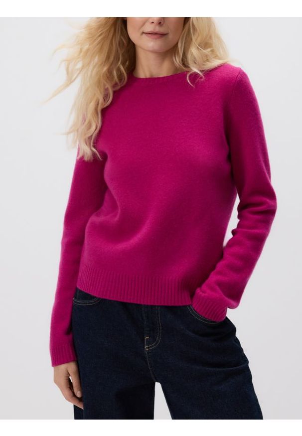 Reserved - Wełniany sweter - fioletowy. Kolor: fioletowy. Materiał: wełna