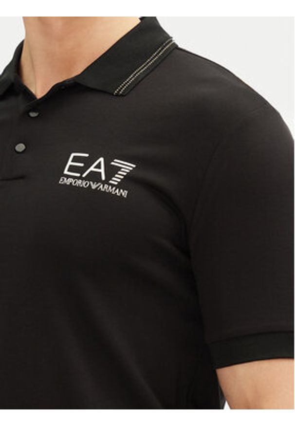 EA7 Emporio Armani Polo 7M000300 AF13739 UC001 Czarny Slim Fit. Typ kołnierza: polo. Kolor: czarny. Materiał: wiskoza