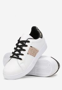 Renee - Biało-Czarne Sneakersy Sznurowane z Wstawkami Danthe. Kolor: biały. Materiał: jeans #3