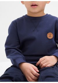 bonprix - Bluza z czystej bawełny organicznej. Kolor: niebieski. Materiał: bawełna. Wzór: aplikacja #3