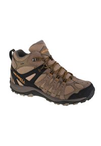 Buty trekkingowe męskie, Merrell Accentor 3 Mid WP. Kolor: beżowy, brązowy. Materiał: guma, syntetyk, materiał, skóra, tkanina