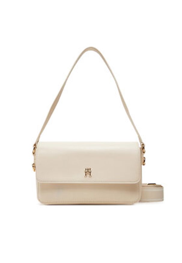 TOMMY HILFIGER - Tommy Hilfiger Torebka Th Distinct Conv Crossover AW0AW17219 Beżowy. Kolor: beżowy. Materiał: skórzane