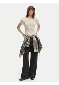 Tommy Jeans T-Shirt DW0DW18398 Beżowy jasny Slim Fit. Kolor: beżowy. Materiał: bawełna #4