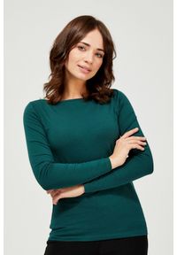 MOODO - Bluzka basic. Materiał: elastan, bawełna. Długość rękawa: długi rękaw. Długość: długie. Wzór: gładki. Styl: klasyczny