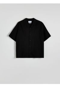 Reserved - Koszula comfort z lnem - czarny. Kolor: czarny. Materiał: len