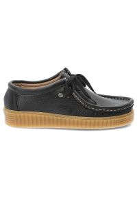 Czarne Półbuty Hee Skórzane Buty Damskie. Zapięcie: sznurówki. Kolor: czarny. Materiał: skóra. Szerokość cholewki: normalna. Styl: klasyczny, elegancki, retro #6