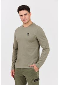 Aeronautica Militare - AERONAUTICA MILITARE Zielony męski longsleeve z drobnym logo. Kolor: zielony. Materiał: bawełna. Długość rękawa: długi rękaw. Długość: długie #3