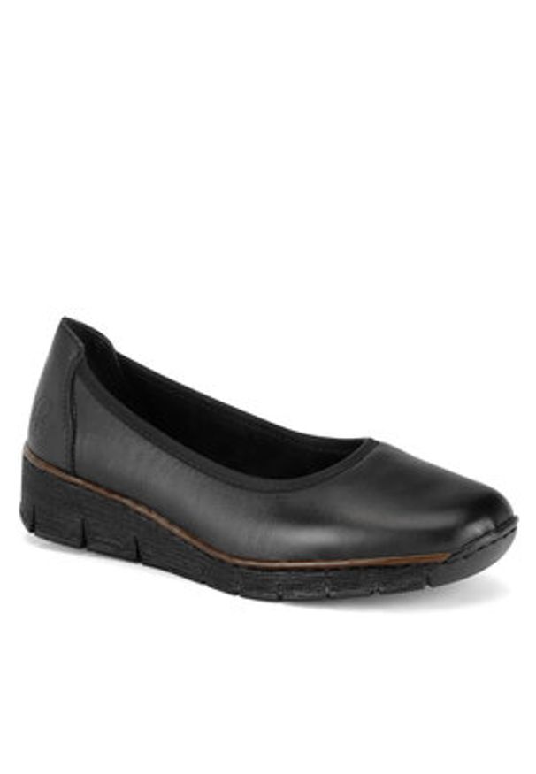 Rieker Baleriny 53755-00 Czarny. Kolor: czarny. Materiał: skóra