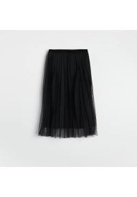 Reserved - Plisowana spódnica midi - Czarny. Kolor: czarny #1