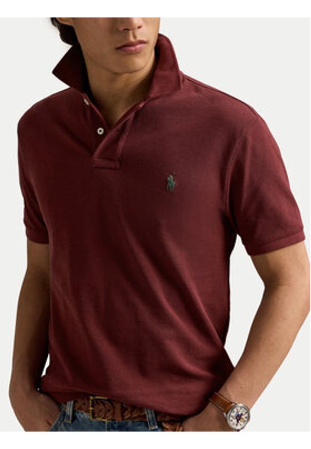 Polo Ralph Lauren Polo 710536856457 Bordowy Slim Fit. Typ kołnierza: polo. Kolor: czerwony. Materiał: bawełna