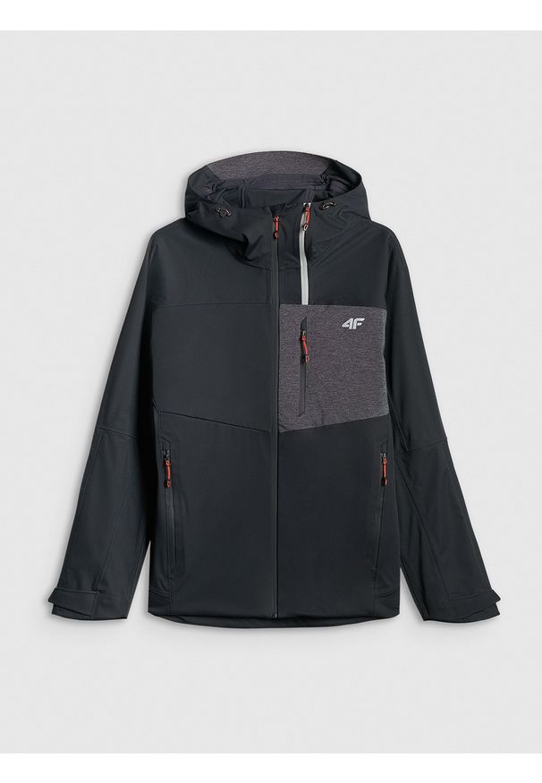 4f - 4F Kurtka softshell wiatroodporna membrana 10000 męska - czarna L. Kolor: czarny. Materiał: softshell. Długość: długie. Sport: turystyka piesza