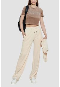 Guess - GUESS Brązowy damski top Couture Tee, Rozmiar S. Kolor: brązowy #5