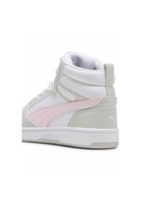 Puma - Młodzieżowe sneakersy Rebound V6 Mid PUMA White Frosty Pink Sedate Gray. Kolor: biały, wielokolorowy, różowy, szary. Sport: koszykówka