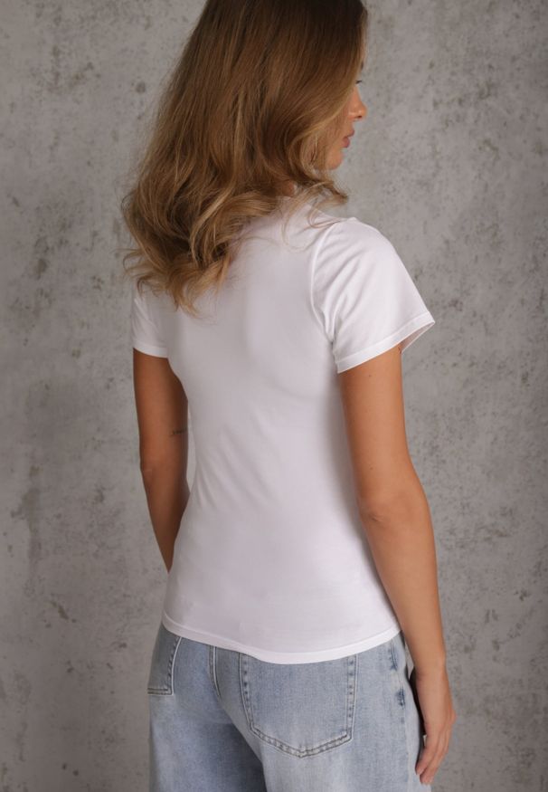 Renee - Biały T-shirt Basic z Bawełny o Klasycznym Prostym Kroju z Zaokrąglonym Dekoltem Setho. Kolor: biały. Materiał: bawełna. Wzór: gładki. Styl: klasyczny