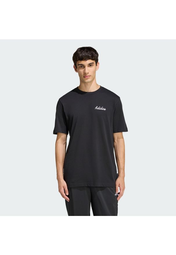 Adidas - Koszulka Z Nadrukiem Novelty Bowl. Kolor: czarny. Materiał: bawełna. Wzór: nadruk. Sport: fitness