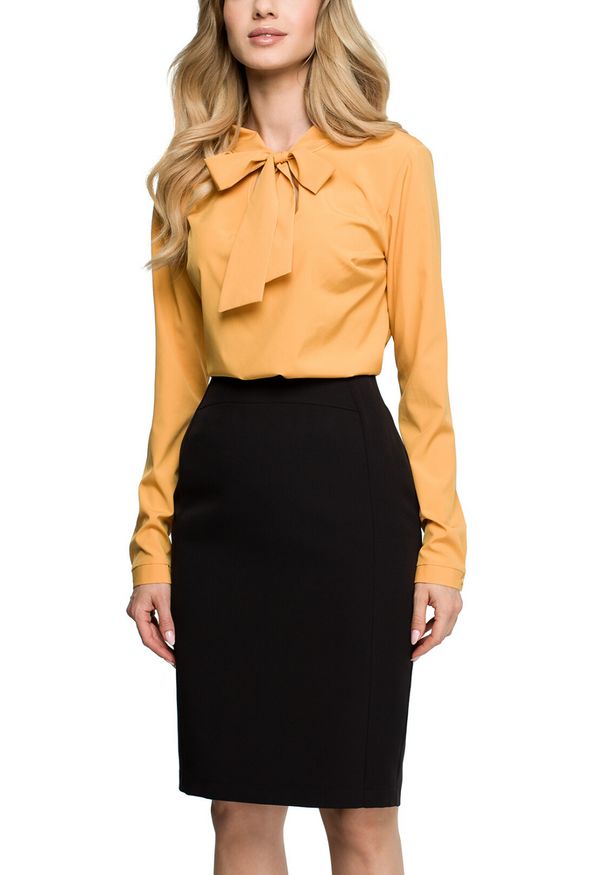Style - Gładka spódnica ołówkowa długość w kolano. Materiał: elastan, materiał. Wzór: gładki