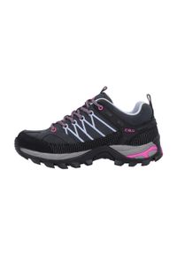 Buty trekkingowe damskie CMP Rigel Low. Zapięcie: sznurówki. Kolor: czarny, różowy, wielokolorowy. Materiał: syntetyk, skóra, materiał. Szerokość cholewki: normalna
