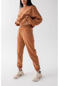 Marsala - Spodnie dresowe typu jogger w kolorze TOFFEE BROWN - DISPLAY. Stan: podwyższony. Materiał: dresówka. Styl: elegancki