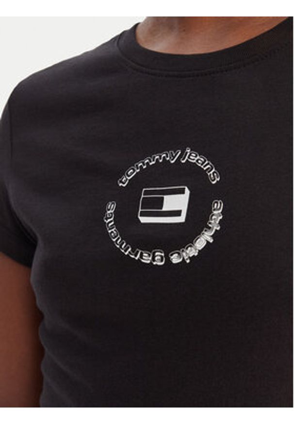 Tommy Jeans T-Shirt DW0DW22273 Czarny Slim Fit. Kolor: czarny. Materiał: bawełna