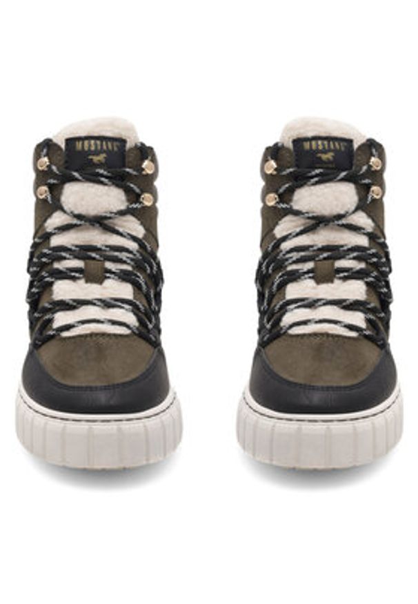 Mustang Sneakersy 1446-601 Khaki. Kolor: brązowy. Materiał: skóra