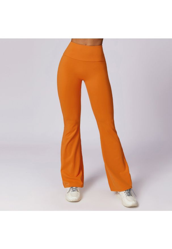 Intica - Spodnie treningowe z elastycznego materiału z wysokim stanem Oksun. Stan: podwyższony. Kolor: pomarańczowy. Materiał: materiał. Sport: fitness