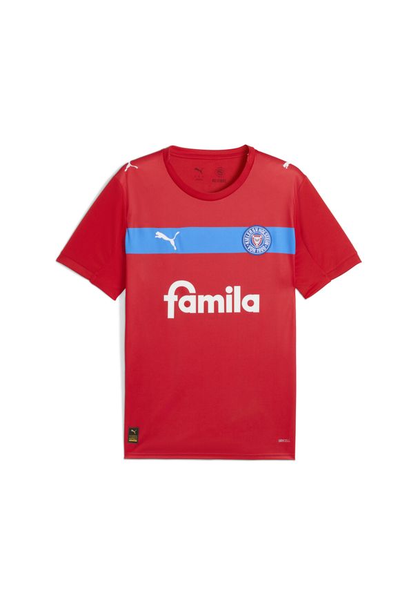 Puma - Męska koszulka wyjazdowa Holstein Kiel 25/26 PUMA Red Ignite Blue White. Kolor: czerwony, niebieski, wielokolorowy, biały. Sport: piłka nożna