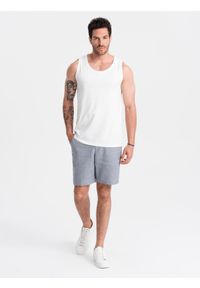 Ombre Clothing - Męska bawełniana koszulka tank top BASIC – biała V1 OM-TSBT-0192 - XXL. Okazja: na co dzień. Kolor: biały. Materiał: bawełna. Długość rękawa: na ramiączkach. Wzór: aplikacja, jednolity. Sezon: lato. Styl: casual, sportowy, elegancki #2