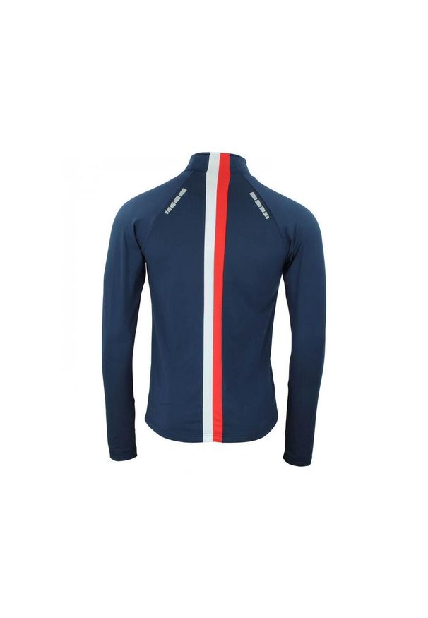 PEAK MOUNTAIN - Koszulka 1st Skin z zamkiem błyskawicznym Peak Mountain. Kolor: niebieski. Wzór: paski. Sport: turystyka piesza